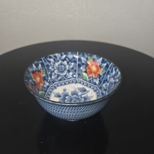 Floral Blue and Red Decorative Bowl